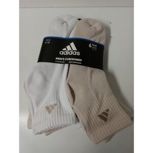 6 Pair Adidas Men's  Quarter Socks  Tan W/Climacool & Arch Compression Soze 6-12
